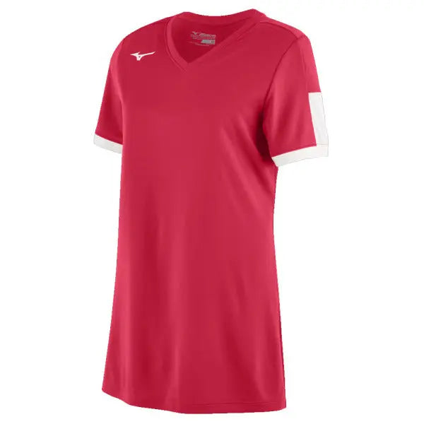 Mizuno Women's Aerolite V-Neck Short Sleeve Volleyball Jersey red white