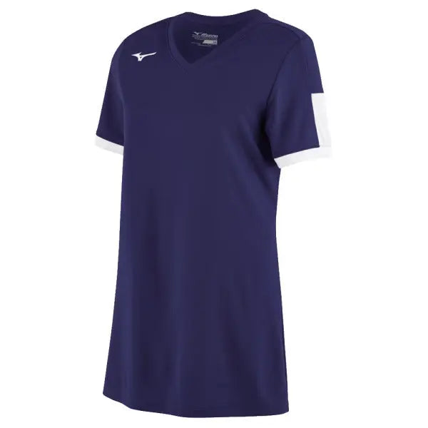 Mizuno Women's Aerolite V-Neck Short Sleeve Volleyball Jersey blue white