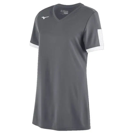 Mizuno Women's Aerolite V-Neck Short Sleeve Volleyball Jersey grey white