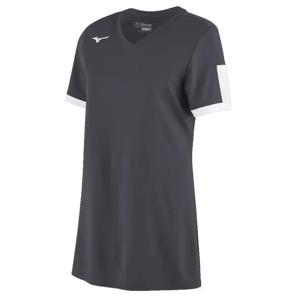 Mizuno Women's Aerolite V-Neck Short Sleeve Volleyball Jersey charcoal white