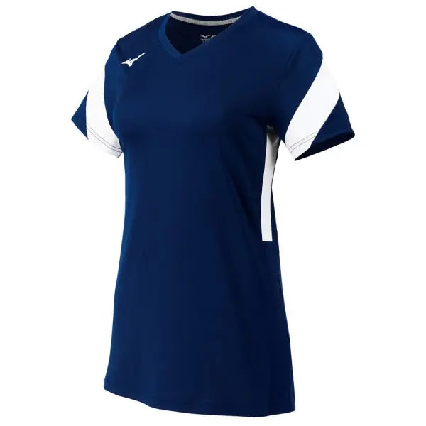 Mizuno Women's Balboa 6 Short Sleeve Volleyball Jersey navy blue white