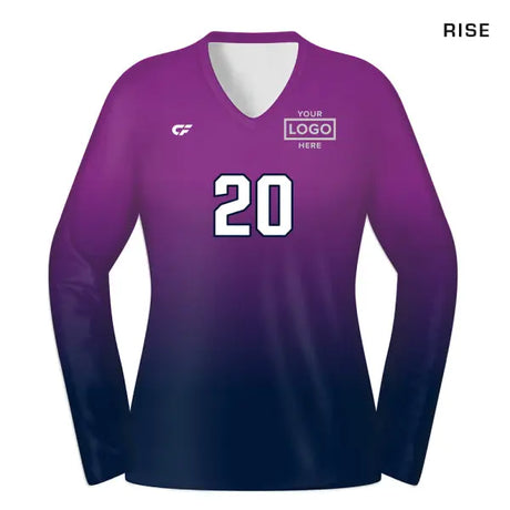 CustomFuze Women's Sublimated Premier Series Long Sleeve Volleyball Jersey rise