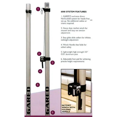 Gared RallyLine 3.5" 2-Pole Universal Aluminum Volleyball System Gared Holdings, LLC